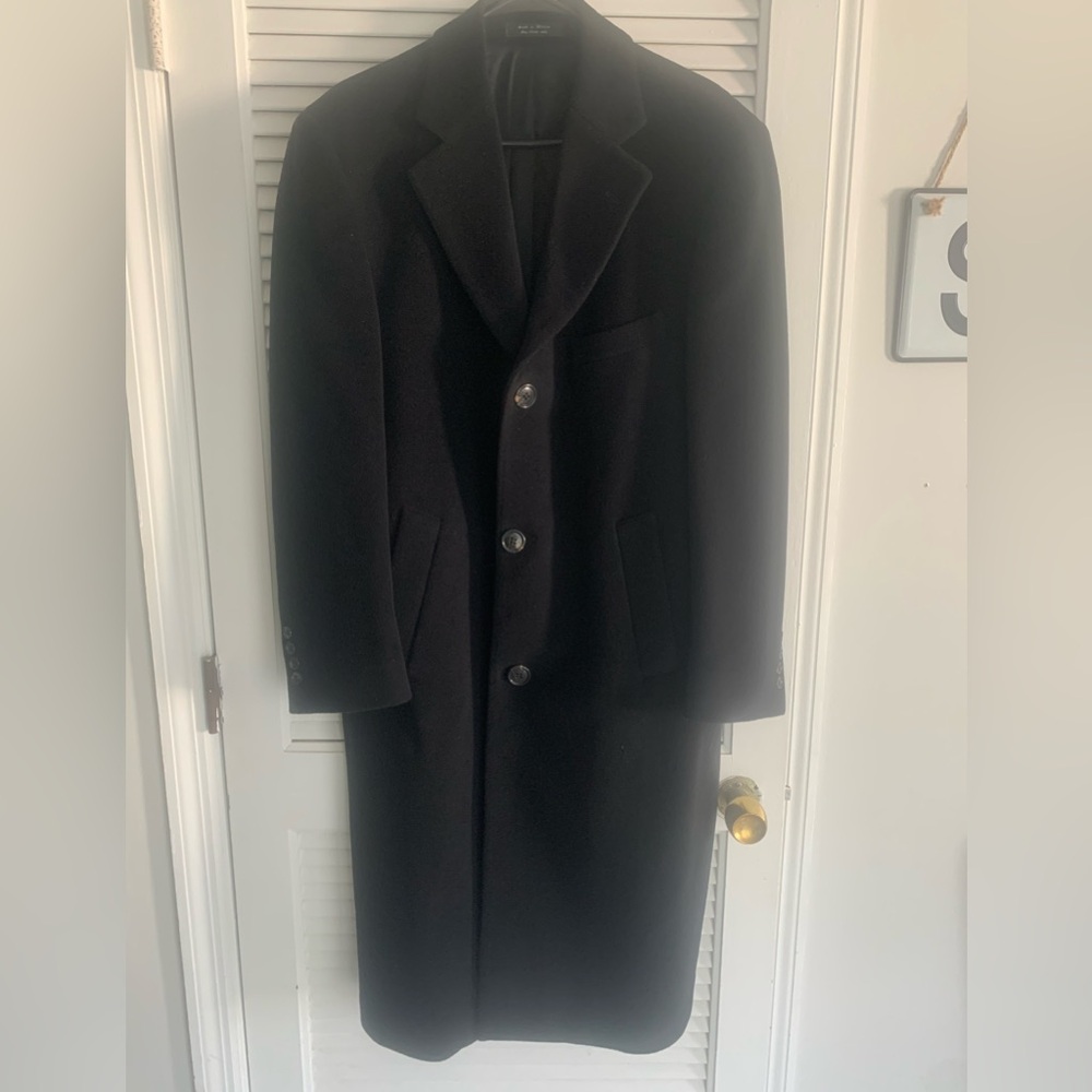 Ralph Lauren men’s vintage black wool& cashmere trench coat size XLarge